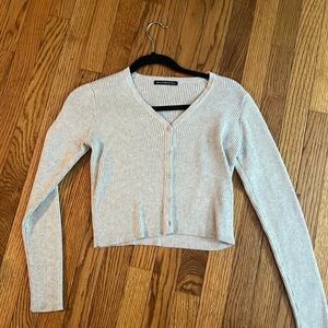 brandy melville button up crop top sweater long sleeve